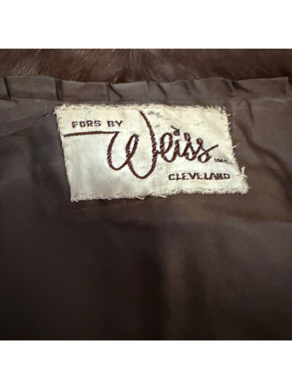 Vintage Brown Mink Fur Stole Cape By Weiss Cleveland w/ Pockets Formal Wear - Picture 4 of 5